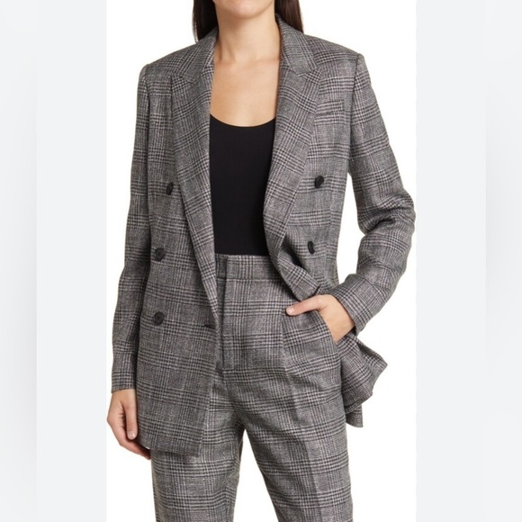 All Saints Jackets & Blazers - New. AllSaints Double Breasted Sparkle Astrid Blazer in Gray Check Size 6